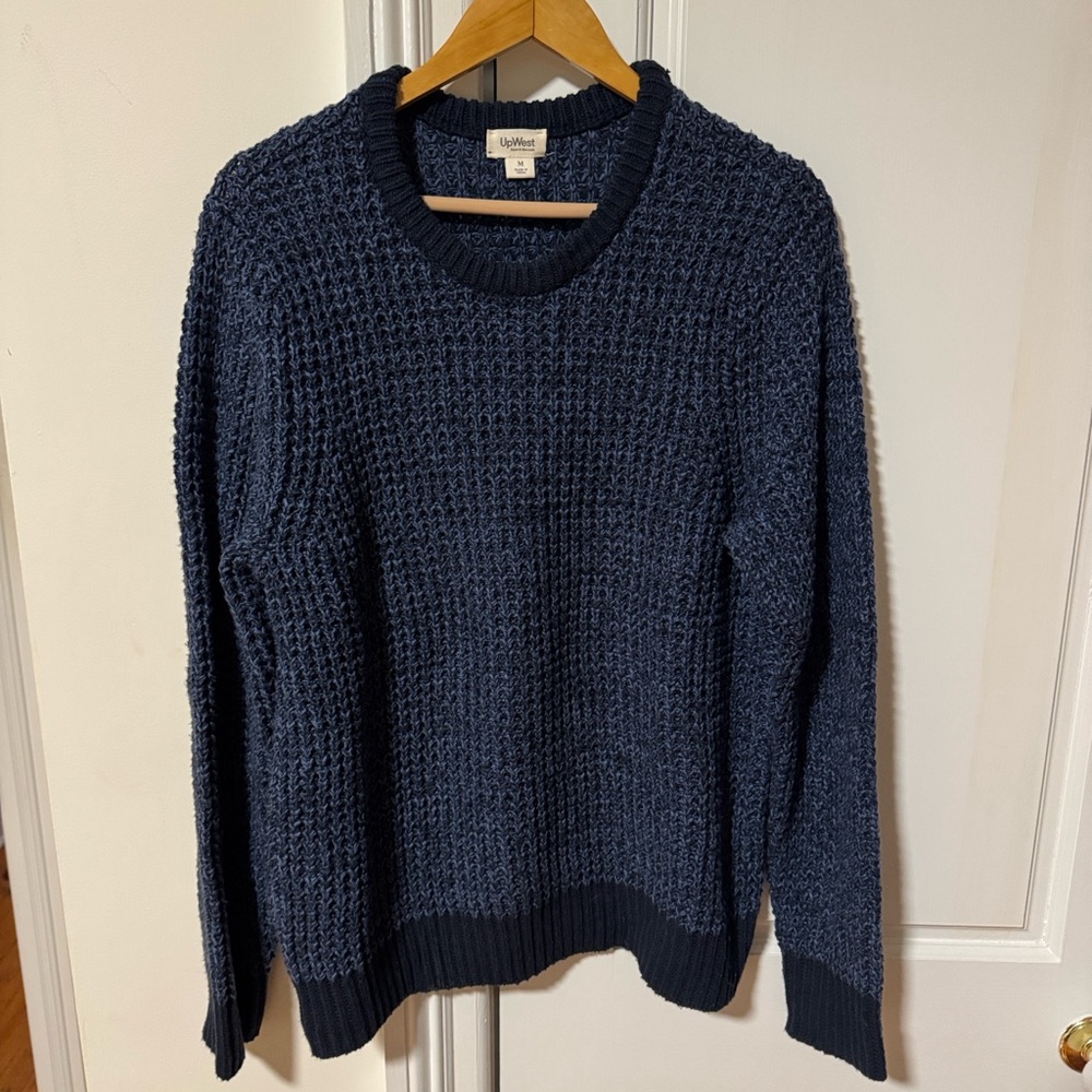 UpWest Blue Crewneck Sweater Classic Knit Design